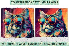 Neon Cat Tumbler Wrap | Tumbler Wrap | Sublimation Tumbler Product Image 1
