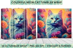 Neon Cat Tumbler Wrap | Tumbler Wrap | Sublimation Tumbler Product Image 1