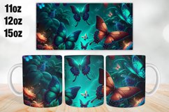 Butterflies Mug Wrap, Sublimation PNG 11oz, 12oz, 15oz Product Image 1