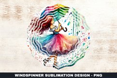 Girl with Umbrella Wind Spinner Sublimation Design Product Image 1