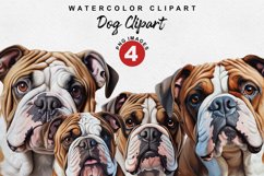Bulldog Dog Clipart | Watercolor Clipart | Dog love Product Image 1