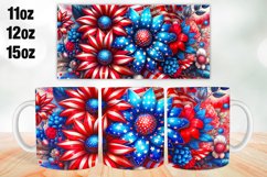 4th of July Florals Mug Wrap Sublimation 11oz, 12oz, 15oz Product Image 1