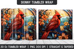 Red Cardinal Stained Glass Tumbler Wrap | Sublimation Product Image 1