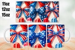 4th of July Bow Mug Wrap Sublimation 11oz, 12oz, 15oz Product Image 1