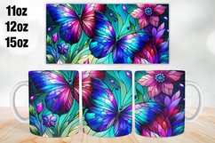 Butterflies Stained Glass Mug Wrap, Sublimation Product Image 1