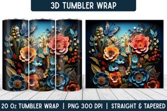 3D Flower Tumbler Wrap | Flower Tumbler | Sublimation PNG Product Image 1