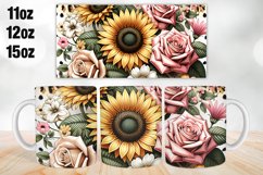 Sunflower Rose Mug Wrap, Sublimation 11oz, 12oz, 15oz Product Image 1