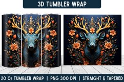 3D Deer Tumbler Wrap | Flower Tumbler | Sublimation Tumbler Product Image 1