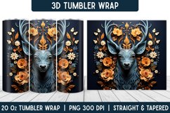 3D Deer Tumbler Wrap | Flower Tumbler | Sublimation Tumbler Product Image 1