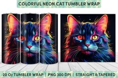 Neon Cat Tumbler Wrap | Tumbler Wrap | Sublimation Tumbler Product Image 1