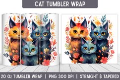 Cats Tumbler Wrap | Floral Tumbler | Sublimation Tumbler Product Image 1