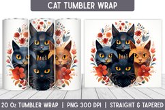 Cats Tumbler Wrap | Floral Tumbler | Sublimation Tumbler Product Image 1