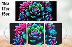 Neon Florals Mug Wrap, Sublimation 11oz, 12oz, 15oz Product Image 1