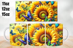 Sunflowers Butterflies Mug Wrap Sublimation 11oz, 12oz, 15oz Product Image 1