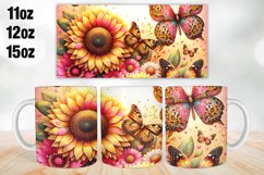 Sunflower Butterflies Mug Wrap, Sublimation 11oz, 12oz, 15oz Product Image 1