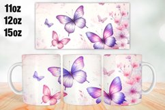 Butterflies Florals Mug Wrap Sublimation 11oz, 12oz, 15oz Product Image 1