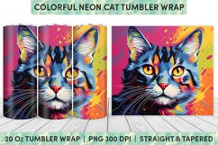Neon Cat Tumbler Wrap | Tumbler Wrap | Sublimation Tumbler Product Image 1