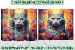 Floral Cat Tumbler Wrap | Tumbler Wrap | Sublimation Tumbler Product Image 1