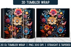 3D Flower Tumbler Wrap | Flower Tumbler | Sublimation PNG Product Image 1