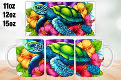 Turtle Flowers Mug Wrap Sublimation 11oz, 12oz, 15oz Product Image 1