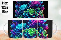 Neon Florals Mug Wrap, Sublimation 11oz, 12oz, 15oz Product Image 1