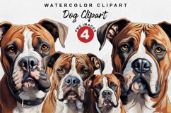 American Bulldog Dog Clipart | Watercolor Clipart | Dog love Product Image 1