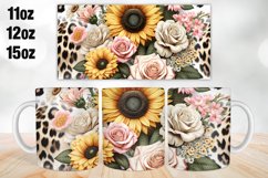 Sunflower Leopard Mug Wrap, Sublimation 11oz, 12oz, 15oz Product Image 1