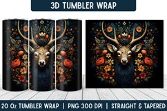 3D Deer Tumbler Wrap | Flower Tumbler | Sublimation Tumbler Product Image 1