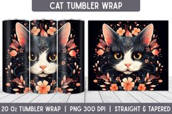 Cat Tumbler Wrap | Floral Tumbler | Sublimation Tumbler Product Image 1