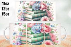 Books Flowers Mug Wrap, Sublimation 11oz, 12oz, 15oz Product Image 1