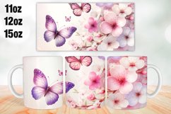 Butterflies Florals Mug Wrap Sublimation 11oz, 12oz, 15oz Product Image 1