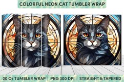 Stained Glass Cat Tumbler Wrap | Stained Glass | Tumbler Product Image 1