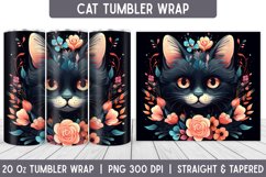 Cat Tumbler Wrap | Floral Tumbler | Sublimation Tumbler Product Image 1