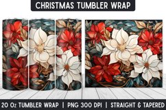 Christmas Flowers Stained Glass Tumbler Wrap | Sublimation Product Image 1
