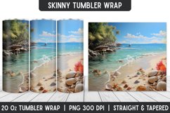 Beach Tumbler Wrap | 3D Sublimation | Skinny Tumbler Product Image 1