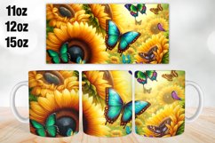 Sunflowers Butterflies Mug Wrap Sublimation 11oz, 12oz, 15oz Product Image 1