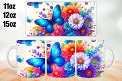 Butterflies Florals Mug Wrap Sublimation 11oz, 12oz, 15oz Product Image 1