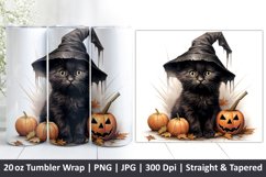 Halloween Tumbler Wrap | Halloween Black Cat | Tumbler Product Image 1