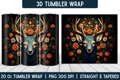 3D Deer Tumbler Wrap | Flower Tumbler | Sublimation Tumbler Product Image 1