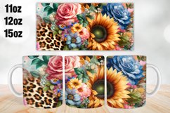 Sunflower Leopard Mug Wrap, Sublimation 11oz, 12oz, 15oz Product Image 1
