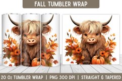 Cute Highland Cow Tumbler Wrap | Pumpkin | Fall | Halloween Product Image 1