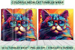 Neon Cat Tumbler Wrap | Tumbler Wrap | Sublimation Tumbler Product Image 1