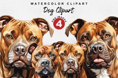 Staffordshire Terrier Dog Clipart | Watercolor Clipart | PNG Product Image 1