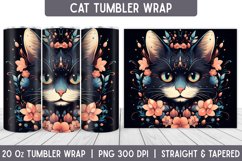 Cat Tumbler Wrap | Floral Tumbler | Sublimation Tumbler Product Image 1