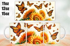 Sunflowers Butterfly Mug Wrap Sublimation 11oz, 12oz, 15oz Product Image 1