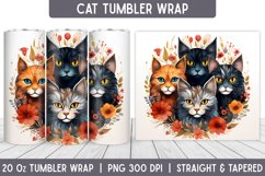 Cats Tumbler Wrap | Floral Tumbler | Sublimation Tumbler Product Image 1
