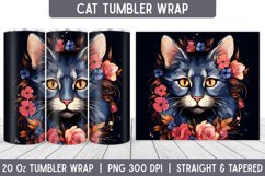 Cat Tumbler Wrap | Floral Tumbler | Sublimation Tumbler Product Image 1