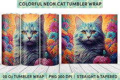 Neon Cat Tumbler Wrap | Tumbler Wrap | Sublimation Tumbler Product Image 1