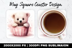Cute Polar Bear Valentine Mug coaster |Coaster Sublimation Product Image 1