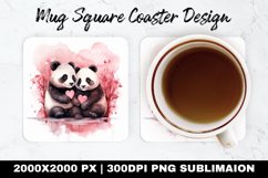 Panda's Valentine Mug coaster | Coaster | Sublimation Design Product Image 1